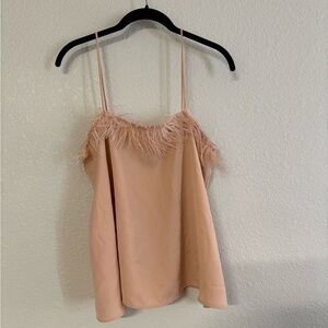 Zara Peach Feather Trim Cami Top
